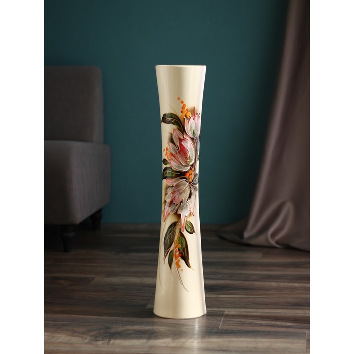 Ваза керамическая "Кубок", напольная, цветы, чёрно-белая, 71 см, авторская работа - Фото 1