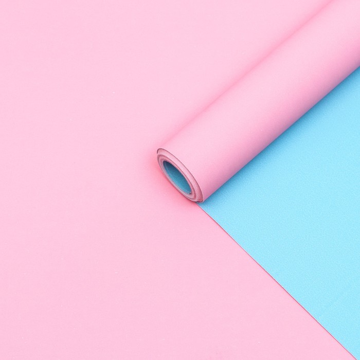 Бумага крафт, двусторонняя, розовый-бирюзовый, 0,6 х 10 м - Фото 1