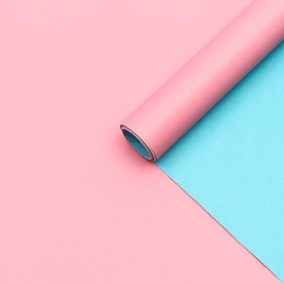 Бумага крафт, двусторонняя, розовый-бирюзовый, 0.68×10 ±5% м