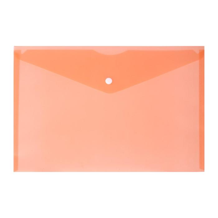 Папка-конверт на кнопке А4, 180 мкм, Calligrata, оранжевая - Фото 1
