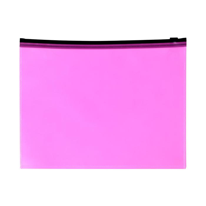 Папка-конверт на ZIP-молнии A5, 150 мкм, Calligrata, розовый неон - Фото 1