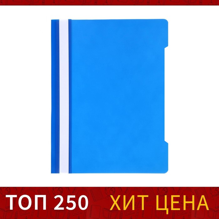Папка-скоросшиватель Calligrata, А4, 120 мкм, синяя, прозрачный верх, МИКС - Фото 1