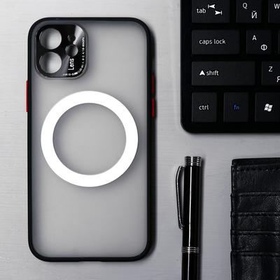 Чехол LuazON для iPhone 12, поддержка MagSafe, с окантовкой, пластиковый, черный