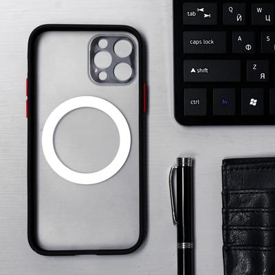 Чехол LuazON для iPhone 12 Pro, поддержка MagSafe, с окантовкой, пластиковый, черный