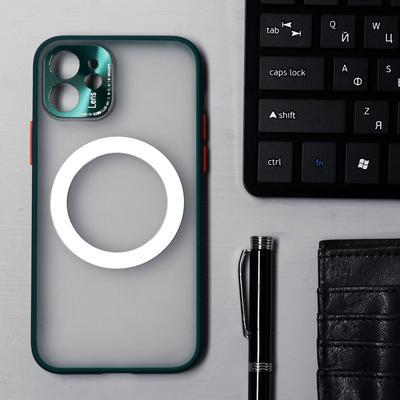 Чехол LuazON для iPhone 12, поддержка MagSafe, с окантовкой, пластиковый, зеленый