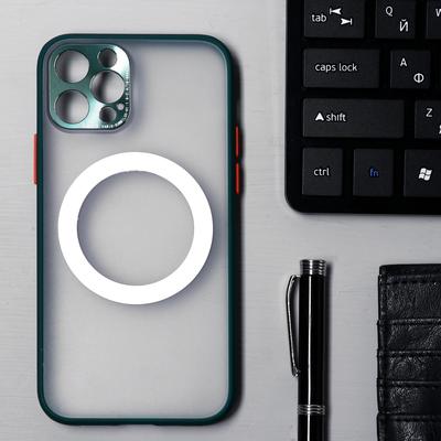 Чехол LuazON для iPhone 12 Pro, поддержка MagSafe, с окантовкой, пластиковый, зеленый