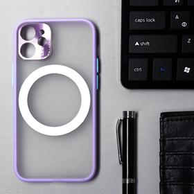 Чехол LuazON для iPhone 12 mini, поддержка MagSafe, с окантовкой, пластиковый, фиолетовый
