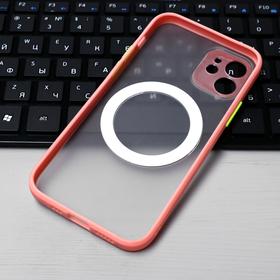Чехол LuazON для iPhone 12, поддержка MagSafe, с окантовкой, пластиковый, розовый