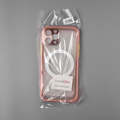 Чехол Luazon для iPhone 12 Pro, поддержка MagSafe, с окантовкой, пластиковый, розовый