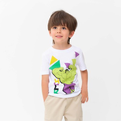 Футболка детская «Халк» Мстители, рост 122-128, белый