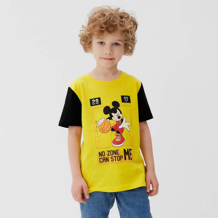 Футболка детская Mickey Микки Мауc, рост 98-104, жёлтый - Фото 1