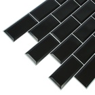 Стеновая панель ПВХ «Блок», 962×484 мм, цвет чёрный, белый шов - Фото 3