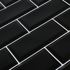 Стеновая панель ПВХ «Блок», 962×484 мм, цвет чёрный, белый шов - Фото 4