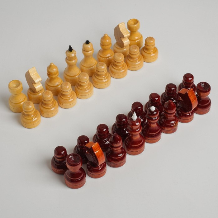 Шахматные фигуры обиходные, дерево, h=3.5-6.7 см, d=2.2-2,5 см - фото 1907228829