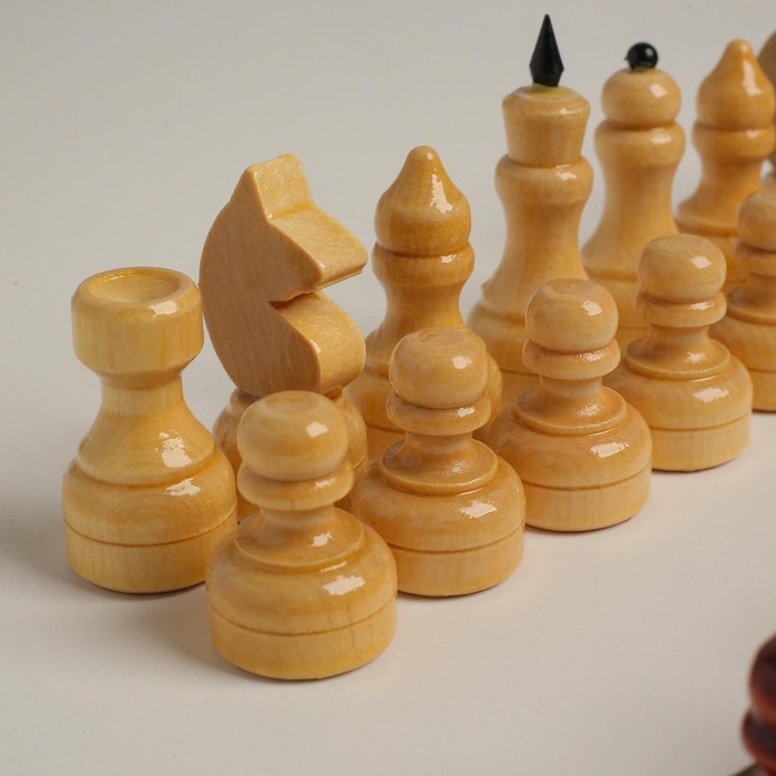 Шахматные фигуры обиходные, дерево, h=3.5-6.7 см, d=2.2-2,5 см - фото 1907228830
