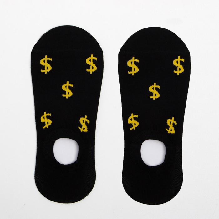 Носки-невидимки «Доллары» цвет чёрный, размер 36-43 - Фото 1