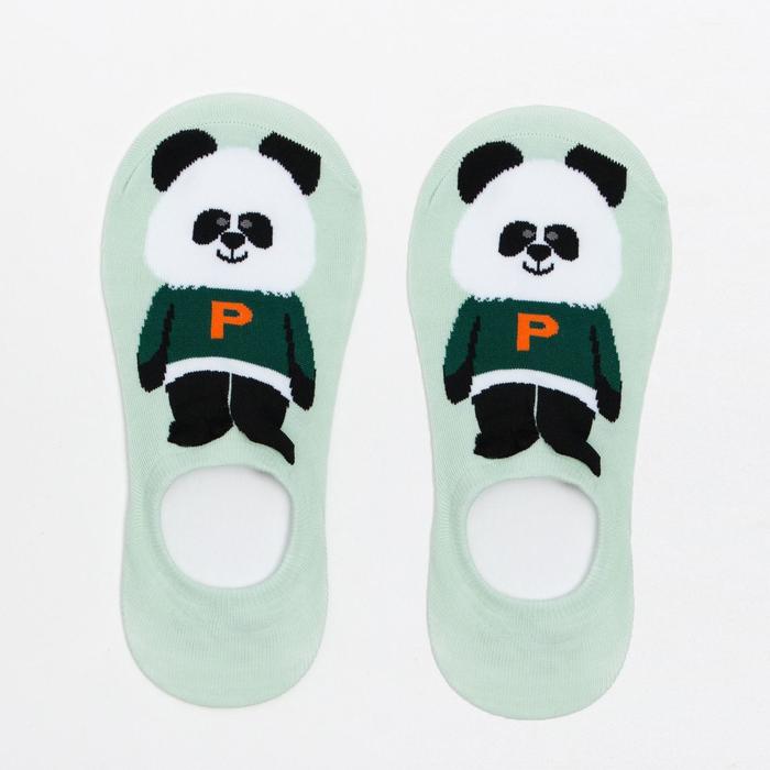 Носки-невидимки женские «Панда» цвет зелёный, размер 23-25 (36-40) - Фото 1