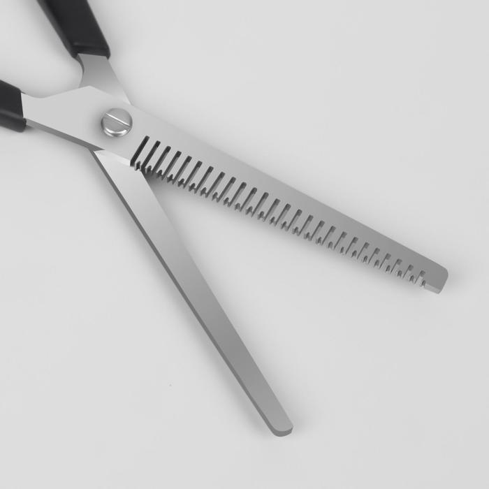 Ножницы филировочные с упором, в чехле, лезвие — 6,5 см, цвет чёрный 22442