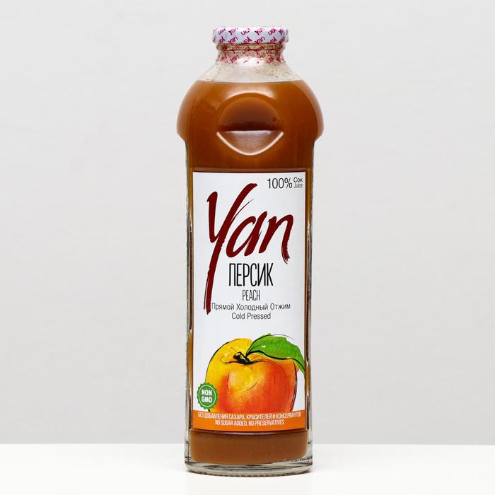 Персиково-яблочный сок прямого холодного отжима YAN, 930 мл. - Фото 1