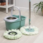 Швабра с отжимом и ведро с металлической центрифугой, 14,4 л, запасная насадка из микрофибры, цвет МИКС - Фото 1