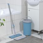 Швабра с отжимом и ведро Доляна: ведро с отсеками 10 л, 24×38 см, швабра плоская 32×12×120 см, насадка с карманами с двух сторон - Фото 11