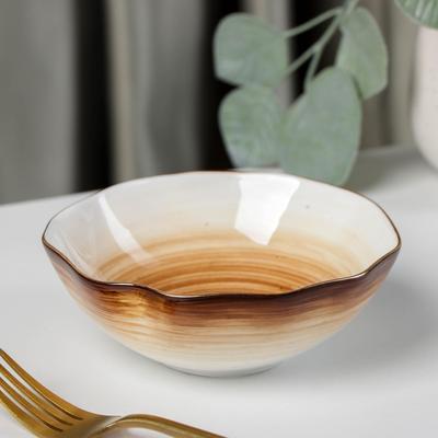 Салатник фарфоровый Доляна «Млечный путь», 400 мл, d=13,5 см, цвет коричневый