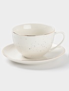 Чайная пара Доляна «Млечный путь», 2 предмета: чашка 220 мл, блюдце d=13.5 см, фарфор, белая в крапинку - Фото 1