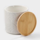 Банка для хранения сыпучих продуктов BellaTenero, 660 мл, d=10.5 см, с бамбуковой крышкой, фарфор, белая - Фото 2