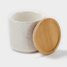 Банка для хранения сыпучих продуктов BellaTenero «Листья», 300 мл, d=8,5 см, с бамбуковой крышкой, фарфоровая, цвет белый - Фото 3