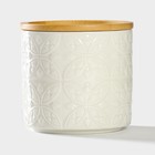 Банка для хранения сыпучих продуктов BellaTenero «Листья», 300 мл, d=8,5 см, с бамбуковой крышкой, фарфоровая, цвет белый - Фото 2