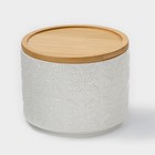 Банка для хранения сыпучих продуктов BellaTenero «Листья», 330 мл, d=10 см, с бамбуковой крышкой, фарфоровая, цвет белый - Фото 1