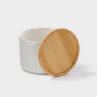 Банка для хранения сыпучих продуктов BellaTenero «Листья», 330 мл, d=10 см, с бамбуковой крышкой, фарфоровая, цвет белый - Фото 2