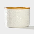Банка для хранения сыпучих продуктов BellaTenero «Листья», 330 мл, d=10 см, с бамбуковой крышкой, фарфоровая, цвет белый - Фото 7