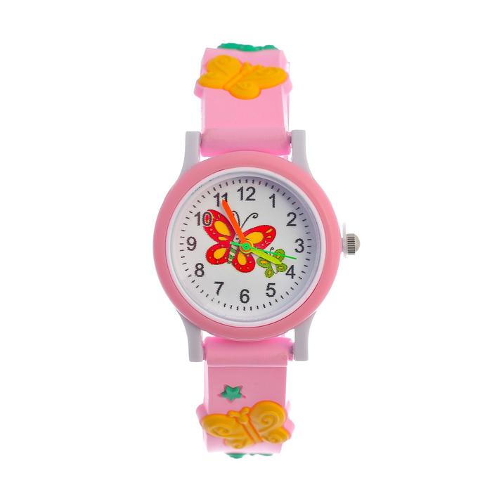 Часы наручные детские "Бабочки", d-3 см, ремешок 19.4 см - Фото 1