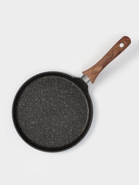 Сковорода блинная KUKMARA Granit Ultra, d=24 см, пластиковая ручка, антипригарное покрытие, алюминий, чёрная