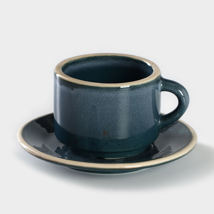 Кофейная пара фарфоровая Blu reattivo, чашка 80 мл, блюдце d=6 см - Фото 1