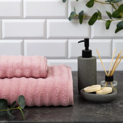 Полотенце махровое «Этель» Waves, 30×60 см, 100% хлопок, 460 г/м², розовое