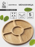 Менажница круглая Доляна, d=27 см, 5 секций, дерево берёза - Фото 1