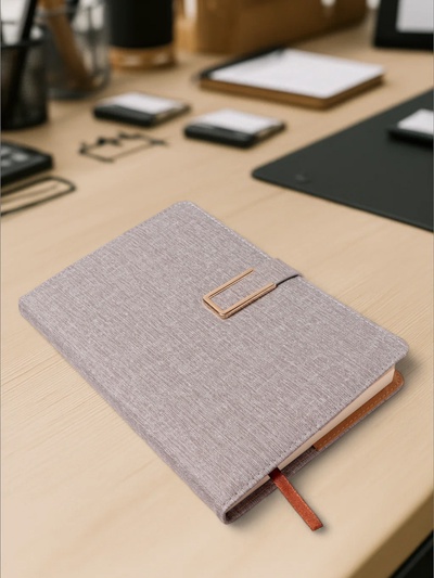 Ежедневник недатированный Calligrata, А5, в линейку, с хлястиком, 100 листов, обложка ПВХ, серый
