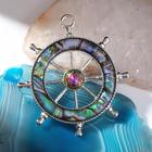 Брошь-кулон «Галиотис» штурвал, цвет зелёный в серебре - Фото 1