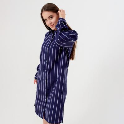 Сорочка ночная женская KAFTAN «Полоса», синяя, размер 44-46