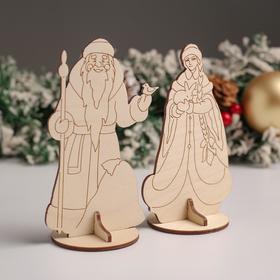 Сувенир "Дед Мороз с птичкой+Снегурочка с зайчиком", 7,5х13х6 см