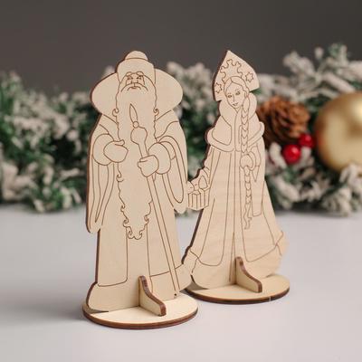 Фигурка на подставке «Дед Мороз+Снегурочка», заготовка для творчества, росписи, 7.5×13×6 см