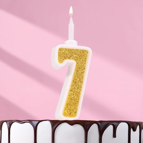 Свеча для торта "Суперблеск", 10,4 см, цифра "7", золотая блестка