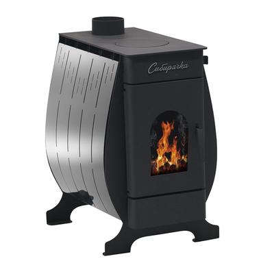 Печь отопительная «Сибирячка 6», с плитой, нержавеющая сталь, со стеклом, толщина металла 3 мм