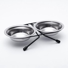 Набор из 2 мисок на подставке, 2×100 мл, чёрная подставка - Фото 2