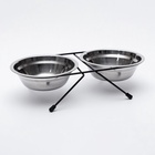 Набор из 2 мисок на подставке, 2×500 мл, чёрная подставка - Фото 2