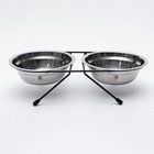 Набор из 2 мисок на подставке, 2×500 мл, чёрная подставка - Фото 3