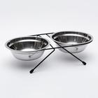 Набор из 2  мисок на подставке,  2 х 700 мл, чёрная подставка - Фото 1