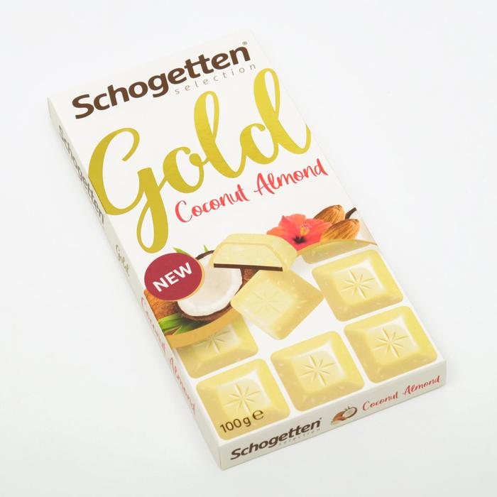Шоколад белый Schogetten Gold с кокосом и дроблёным миндалём, 100 г - Фото 1